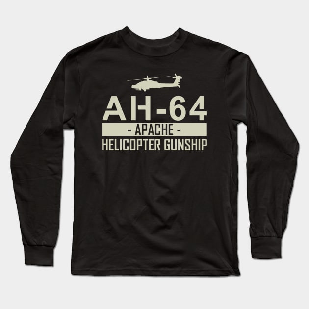 AH-64 Apache Helicopter Gunship Long Sleeve T-Shirt by TCP